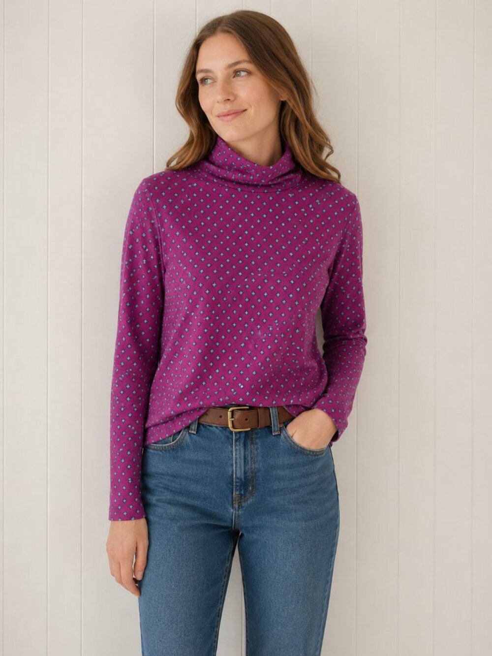 LL Bean Printed Turtleneck